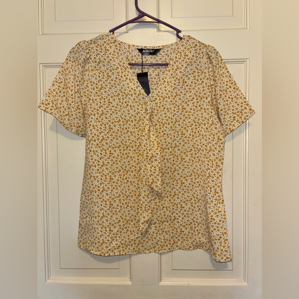 Women’s Floral Blouse short sleeve knot date night sexy top shirt travel party